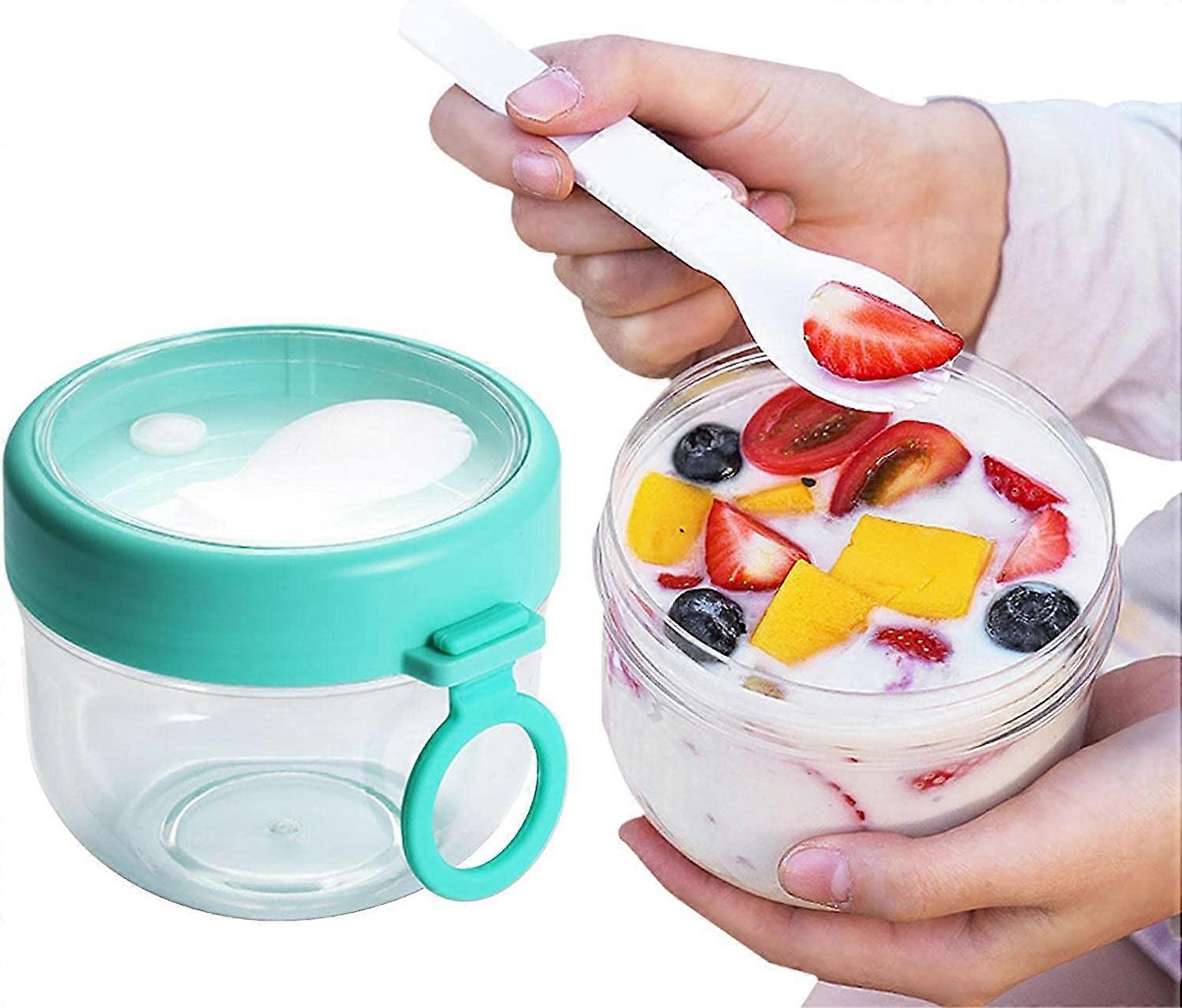 Overnight Oatmeal Cup | Oats Overnight Container | 600ml Clear Breakfast Container For Overnight Oats Cereal Milk Or Yogurt Leakproof Lid