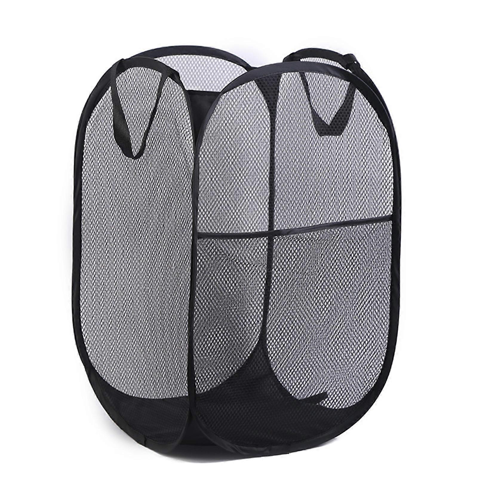 Folding Laundry Hamper Freestanding Polyester Space Saving Mesh Laundry Basket Household Supplies KAESI