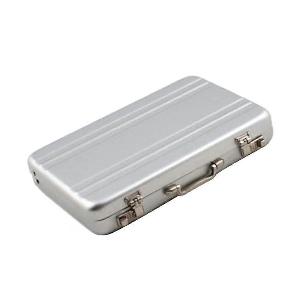 Mini Aluminum Suitcase Briefcase Card Holder Box Case Box (Silver)