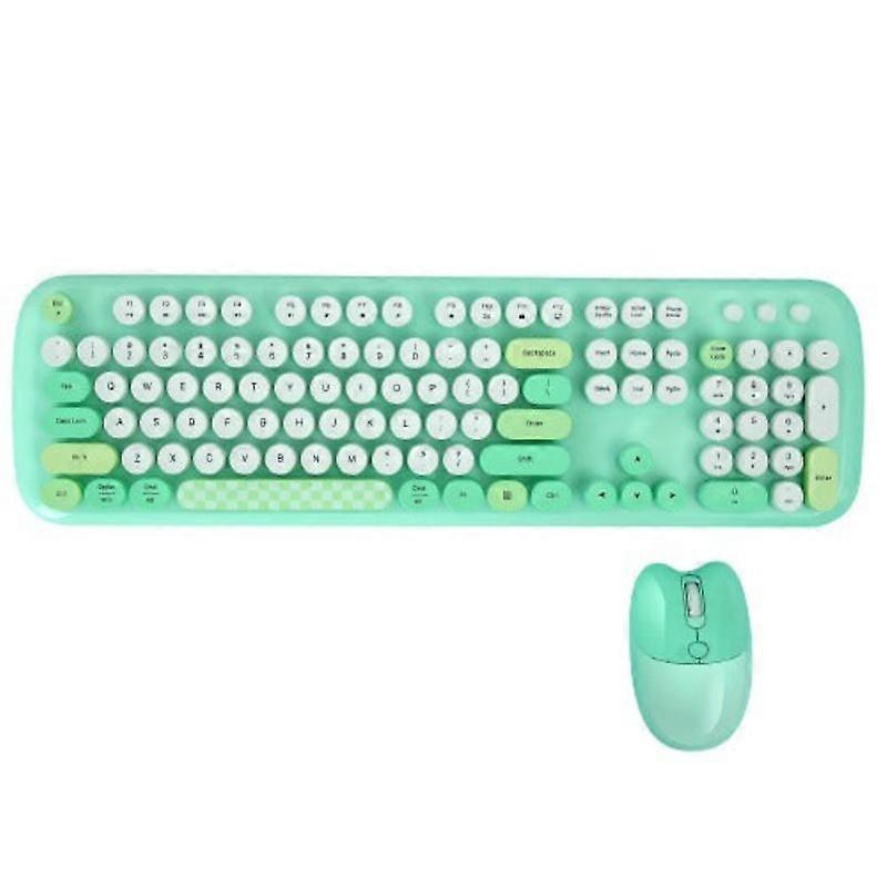 Bluetooth Keyboard Mouse Combo Set Green Retro Design Wireless Soft Touch Keys Keyboards & Keypads