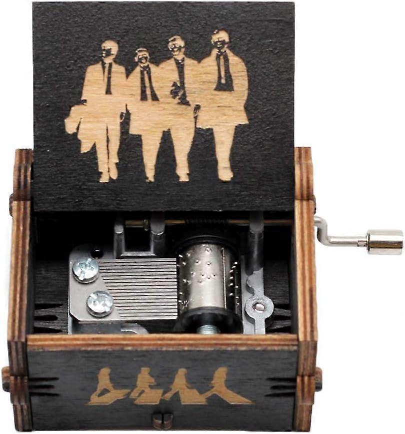 أسود الخشب اليد كرنك ليزر محفور خمر خشبي صندوق الموسيقى الزفاف عيد الحب عيد الميلاد هدية موسيقية - TheBeatles دعها تكون