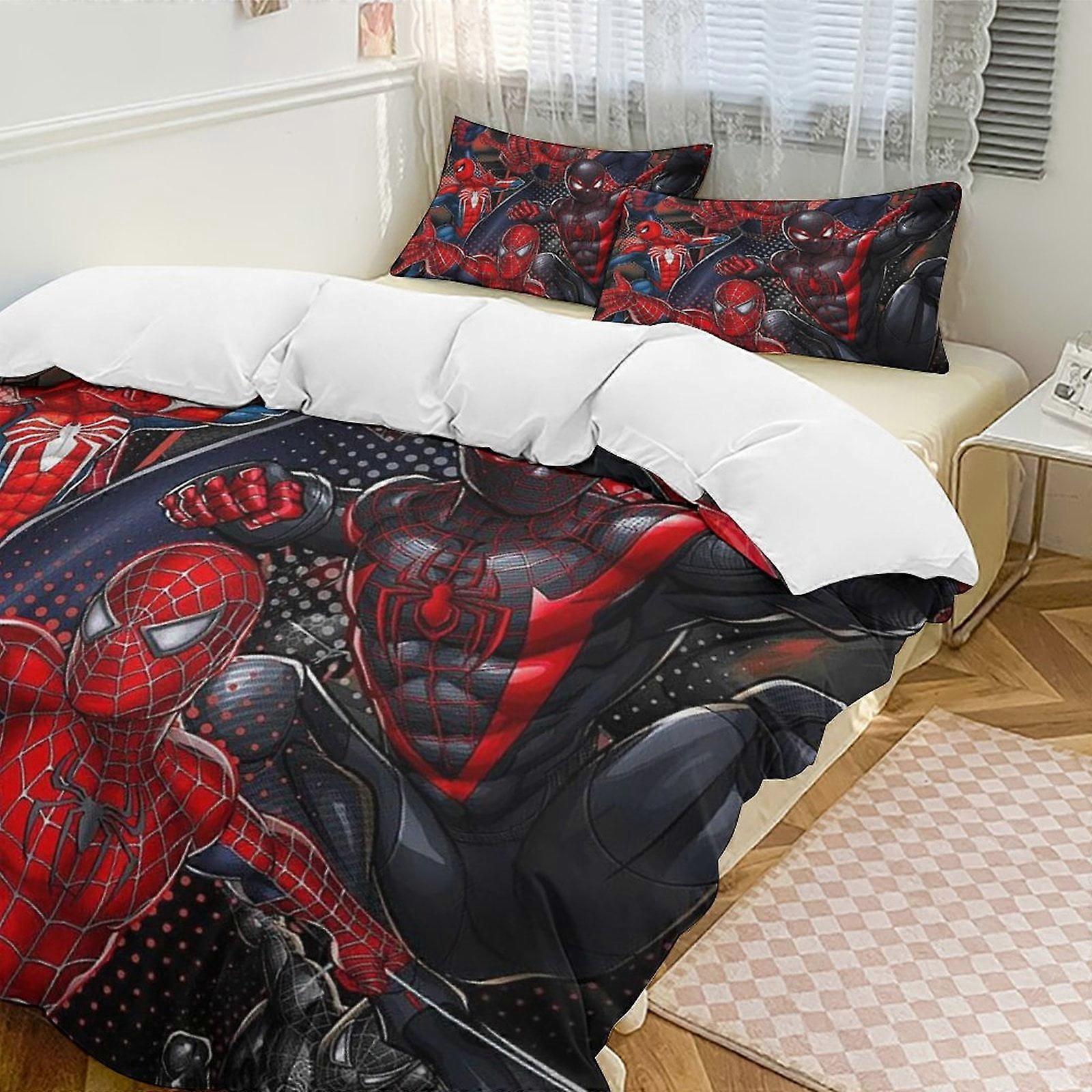 Zm662 Spider-Man 3-Piece Twin Bed Set - Includes 1 Single Quilt And 2 Pillow Cases Bedding - Fade Resistant Microfiber Lc662