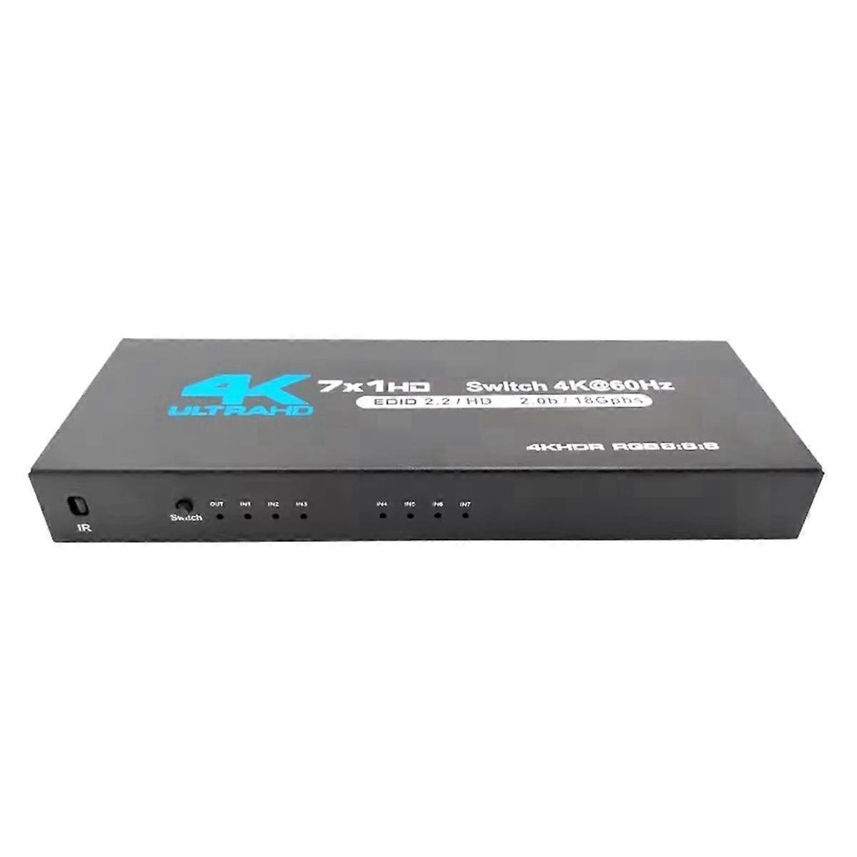 7-poorts - Compatibele 2.0 Switch 4K@60Hz, HDR-ondersteuning, HDCP 2.2 7x1 - Compatibele Audio Video Switcher C