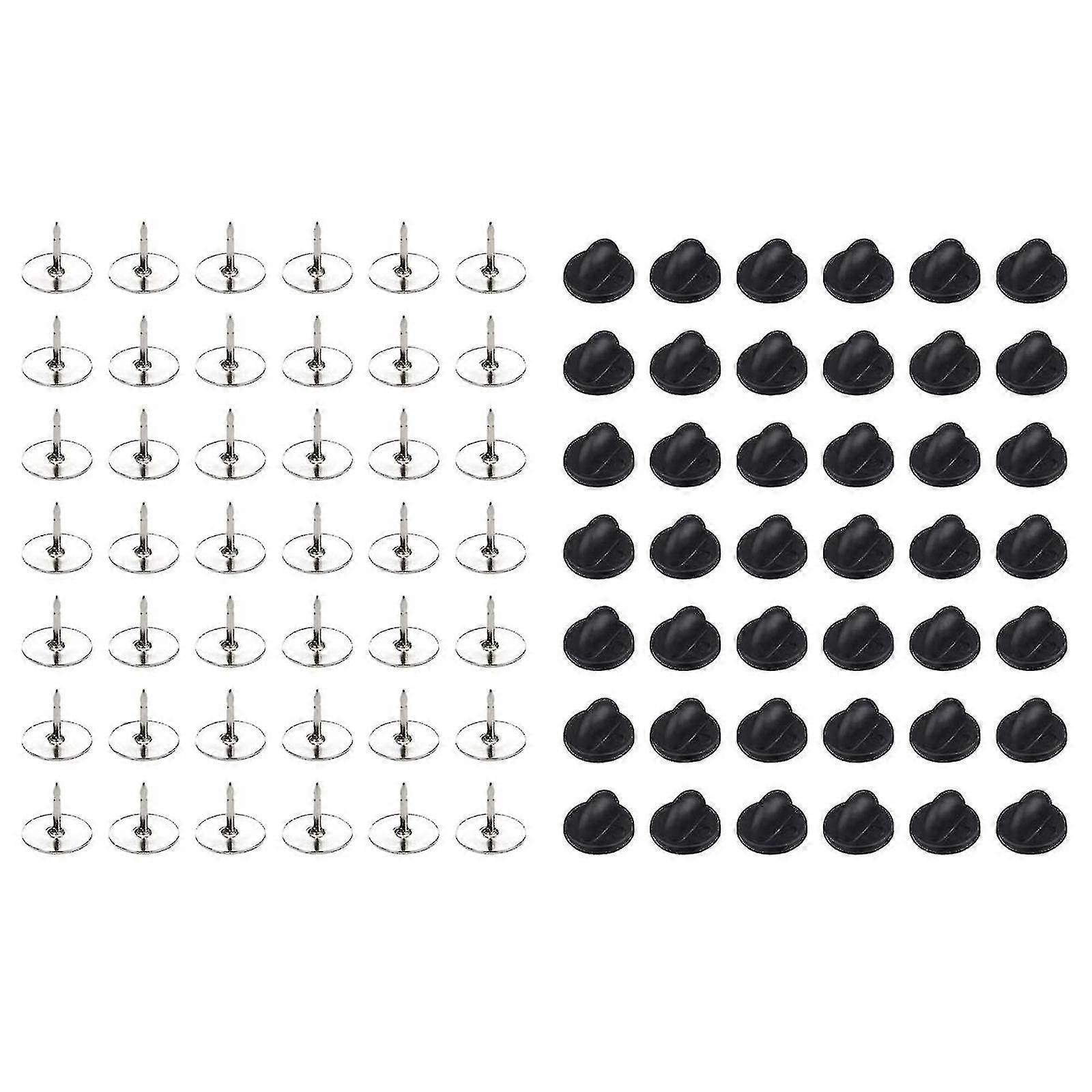 50 Set  Tie Tack Blank Pins With Rubber Pin Backs For Butterfly Clutch Backings