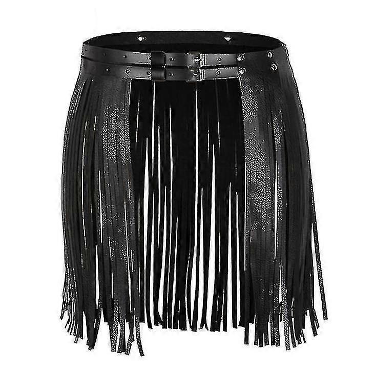 Femmes Faux Cuir Frange Gland Jupe Ceinture Ceinture Taille Haute Jupe