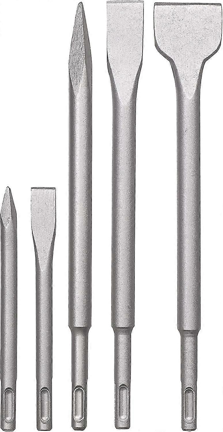 5pcs Hammer Drill Chisel Set for Stone & Concrete, Plastic Case