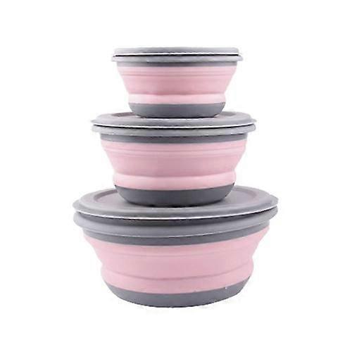 Round Silicone Folding Lunch Botake Set Microwave Portable Food Container Bowl