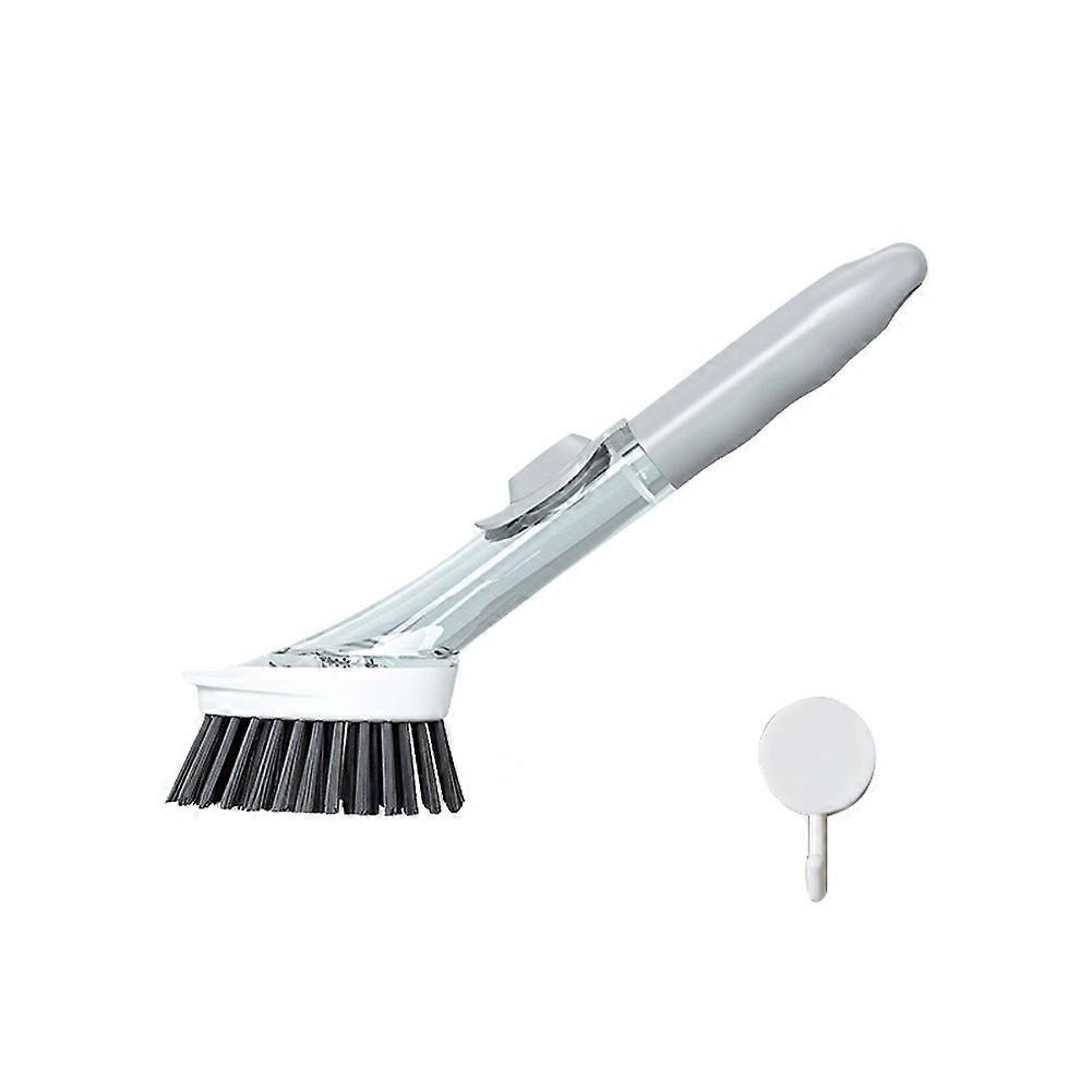 Automatic Liquid Adding Sponge Dishwashing Brush Long Handle Refillable Bowls Kitchen Cleaning Utensils