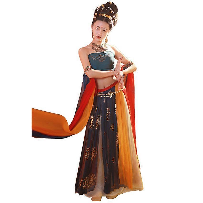 Chinese dance performance clothesgauze skirt wrap chest skirt shawl 6-Piece set