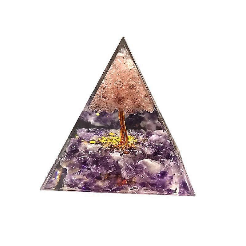 Energy Generator Pyramid Amethyst Peridot Natural Crystal Reiki Chakra Generator