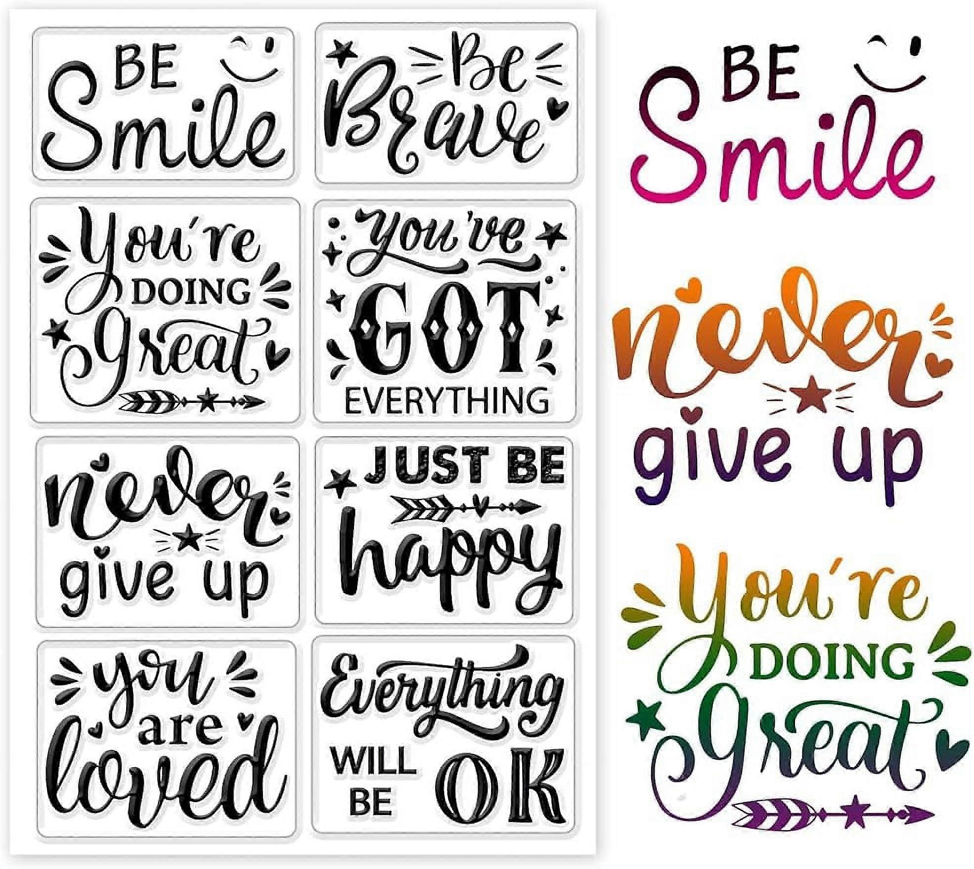 Inspirational Word Clear Stamp Emotional Expression Text Silicone Clear Stamp Encourage Text Stencil Seals