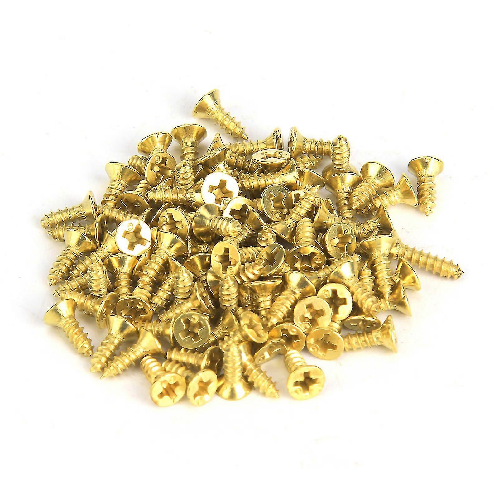 Antique 2x6mm Yellow Flat Head Self Tapping Screws - 500g