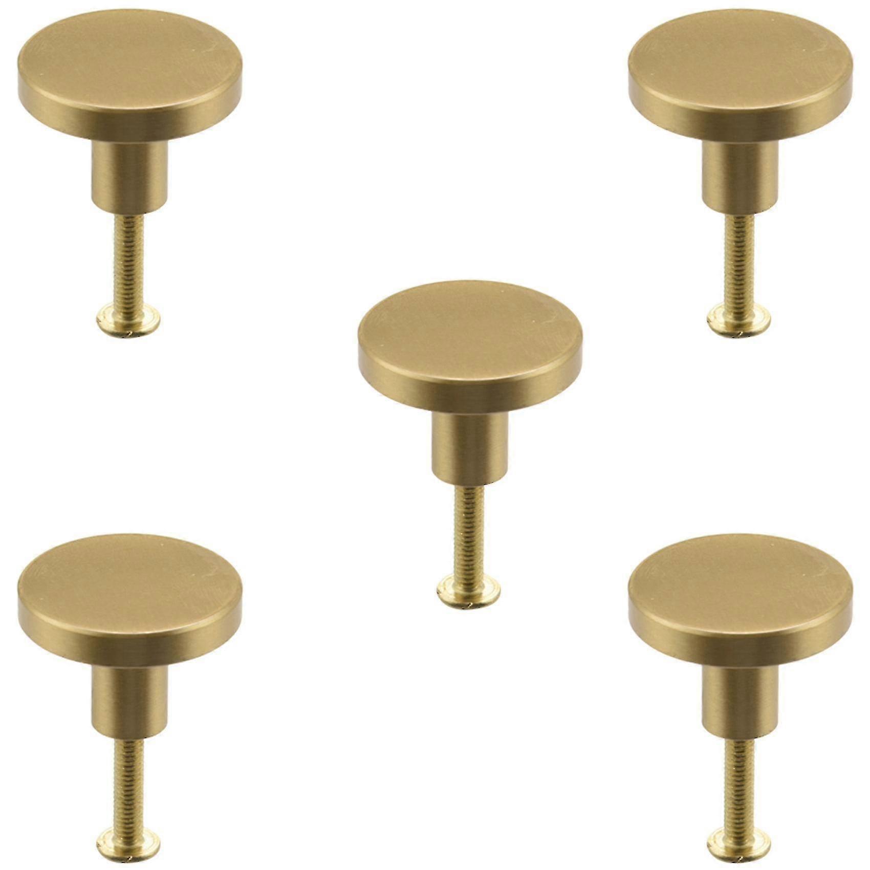 5 Pcs Gold Cabinet Knobs Pure Copper Decorative Round Knobs Handle Pulls Wall Hardware For Kitchen