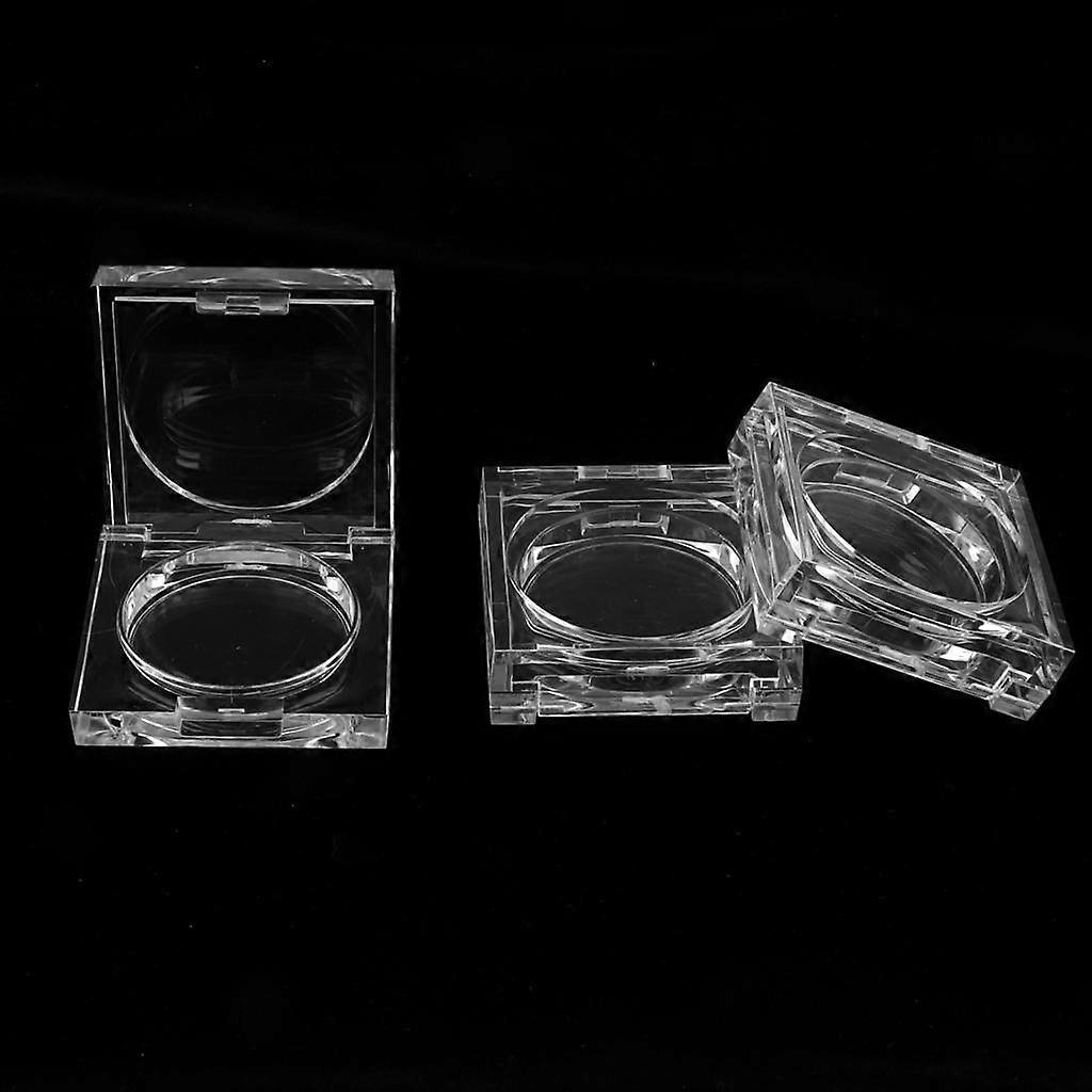 3Pcs Crystal Clear Empty Powder Case Makeup Blush Box DIY Cosmetic Container Square
