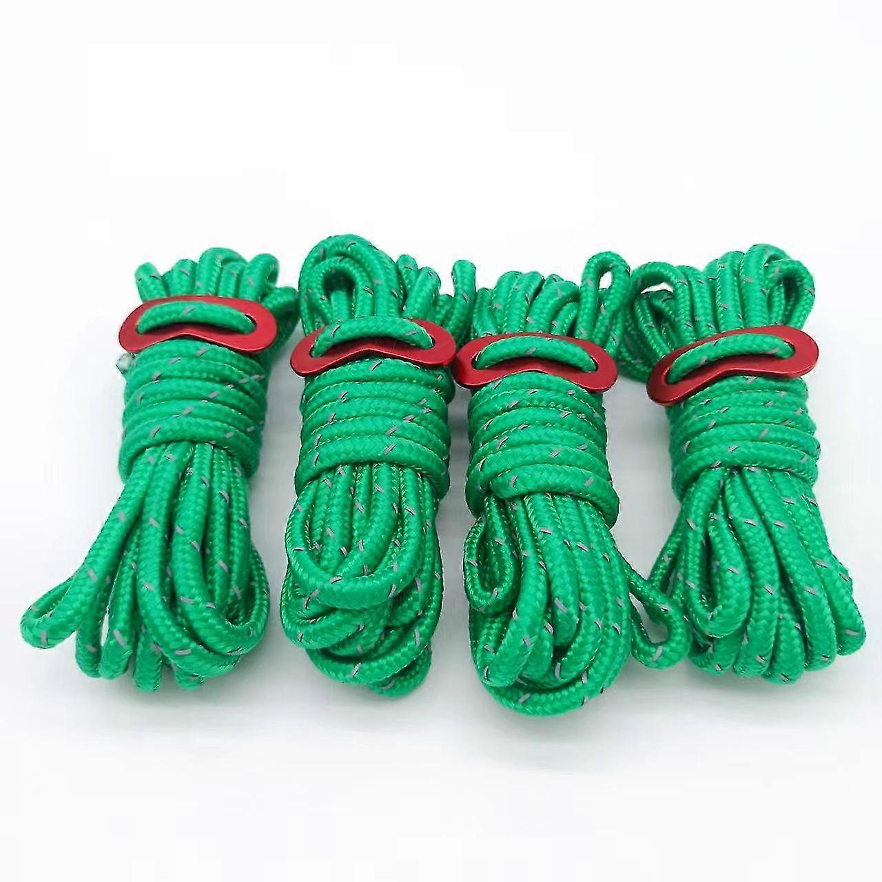 8 Adet Yansıtıcı Çadır Halatları, Alüminyum Turnikeli Hafif Çadır Kılavuz Halat, 4m Yeşil Adam Halatı Kamp İçin İdeal Tente Çadırı