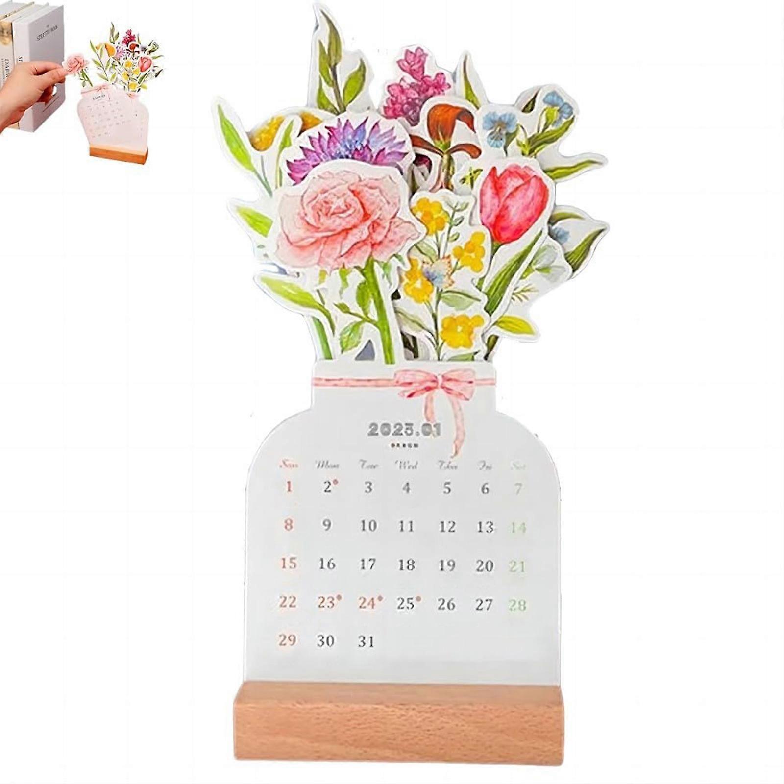 2024 Bloomy Flowers Desk Calendar,100% New