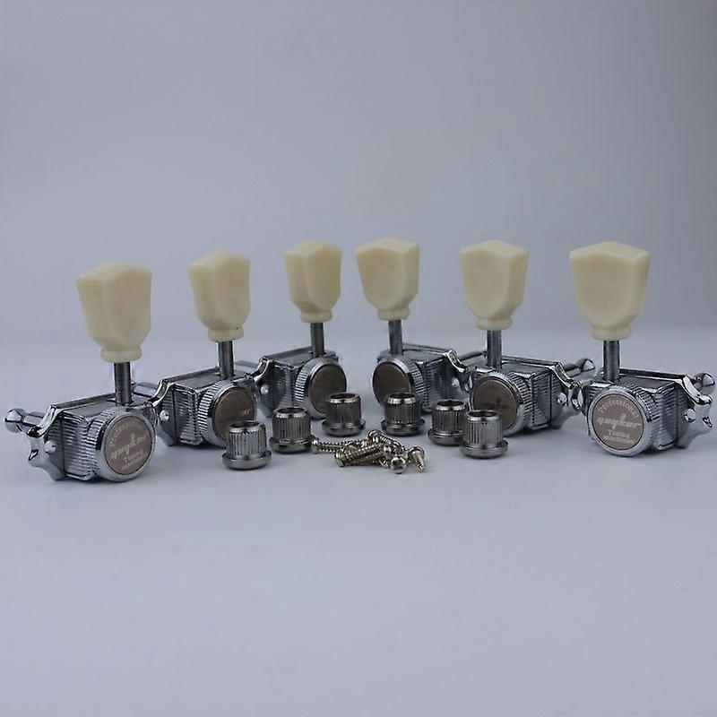 1 Set Cream Handle Locking String Vintage Deluxe Electric Guitar Machine Heads Tuners Chrome 3R3L Tuning Pegs