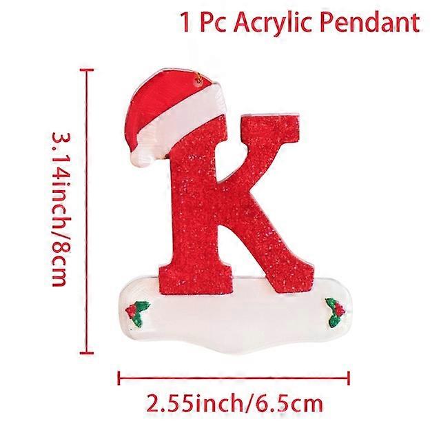 A-Z Cartoon Christmas Hat Letters Acrylic Pendants for Xmas Tree Merry Christmas Decoration 2023 for Home Navidad Natal Noel