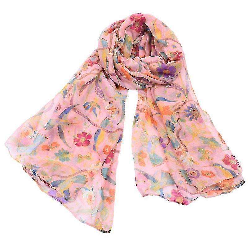 Unique Women's Floral Scarves: Chiffon Flowers Birds Printed Scarf