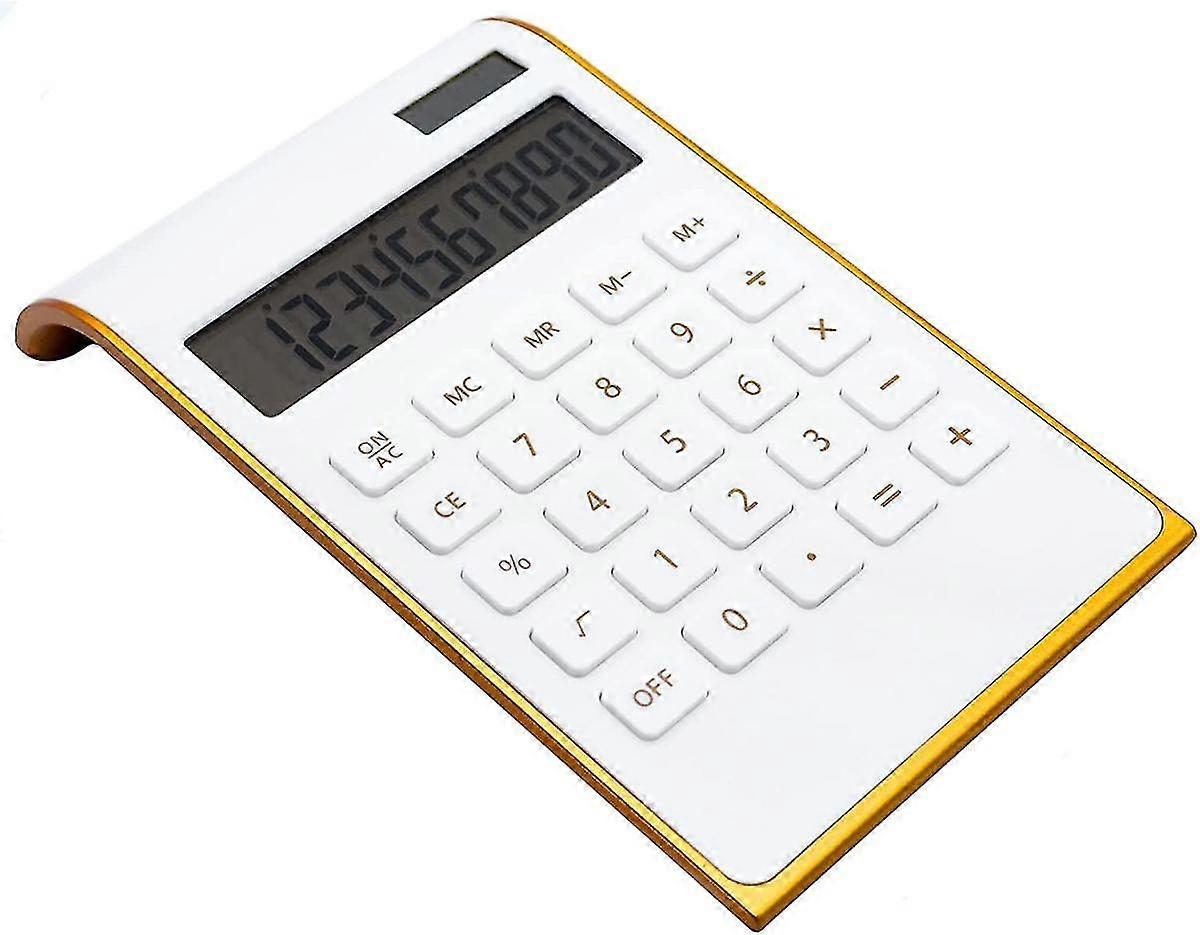 Thin gold border solar computer Dual power desktop calculator