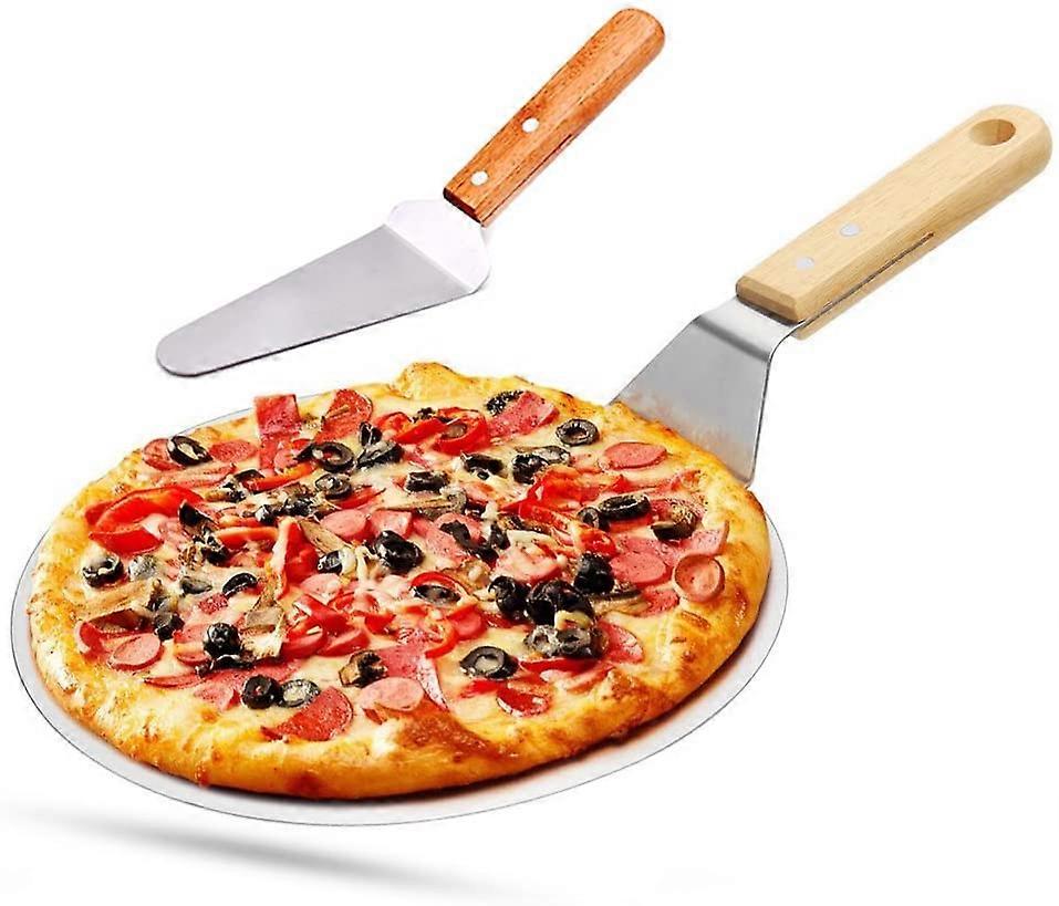 Pizza Peels Stainless steel with Wood Handle for Baking Homemade