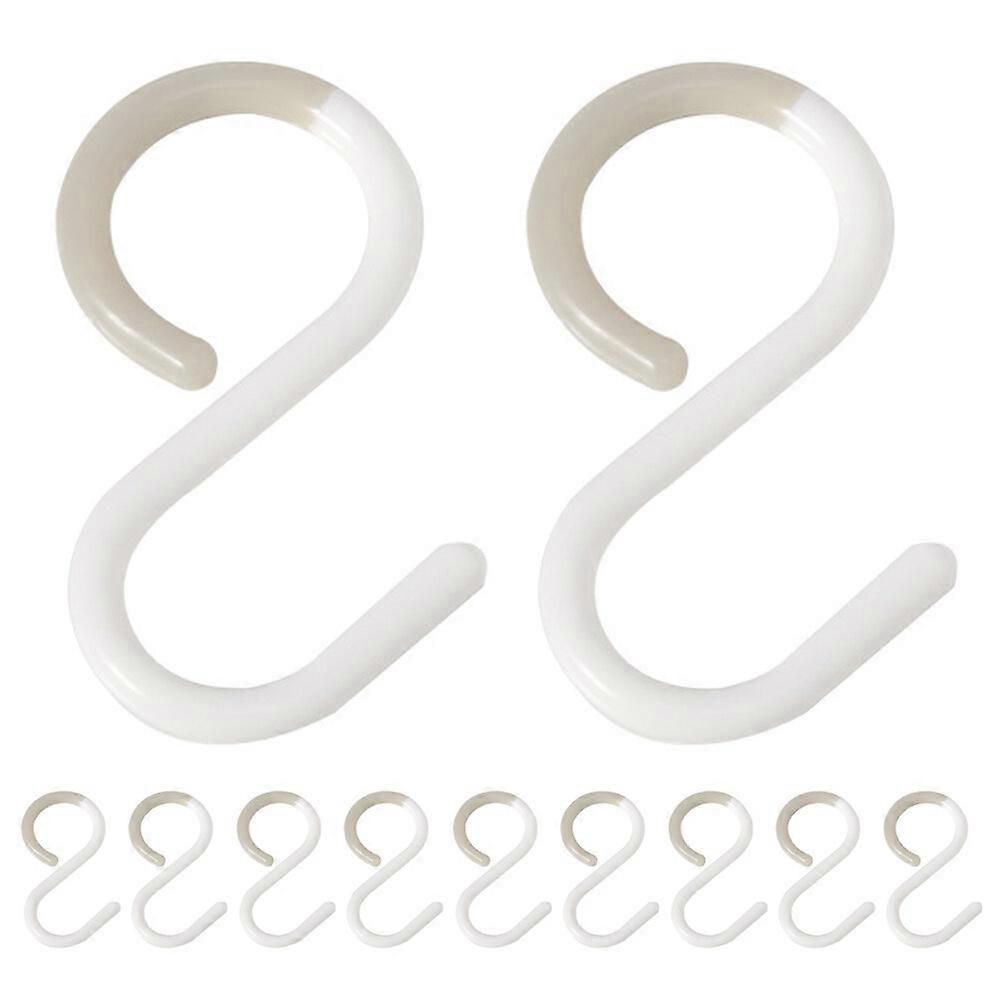 12pcs S-shaped Hooks Plastic Hanging Keys Hooks Bathroom Towel Holder Kitchen Hooks (L)