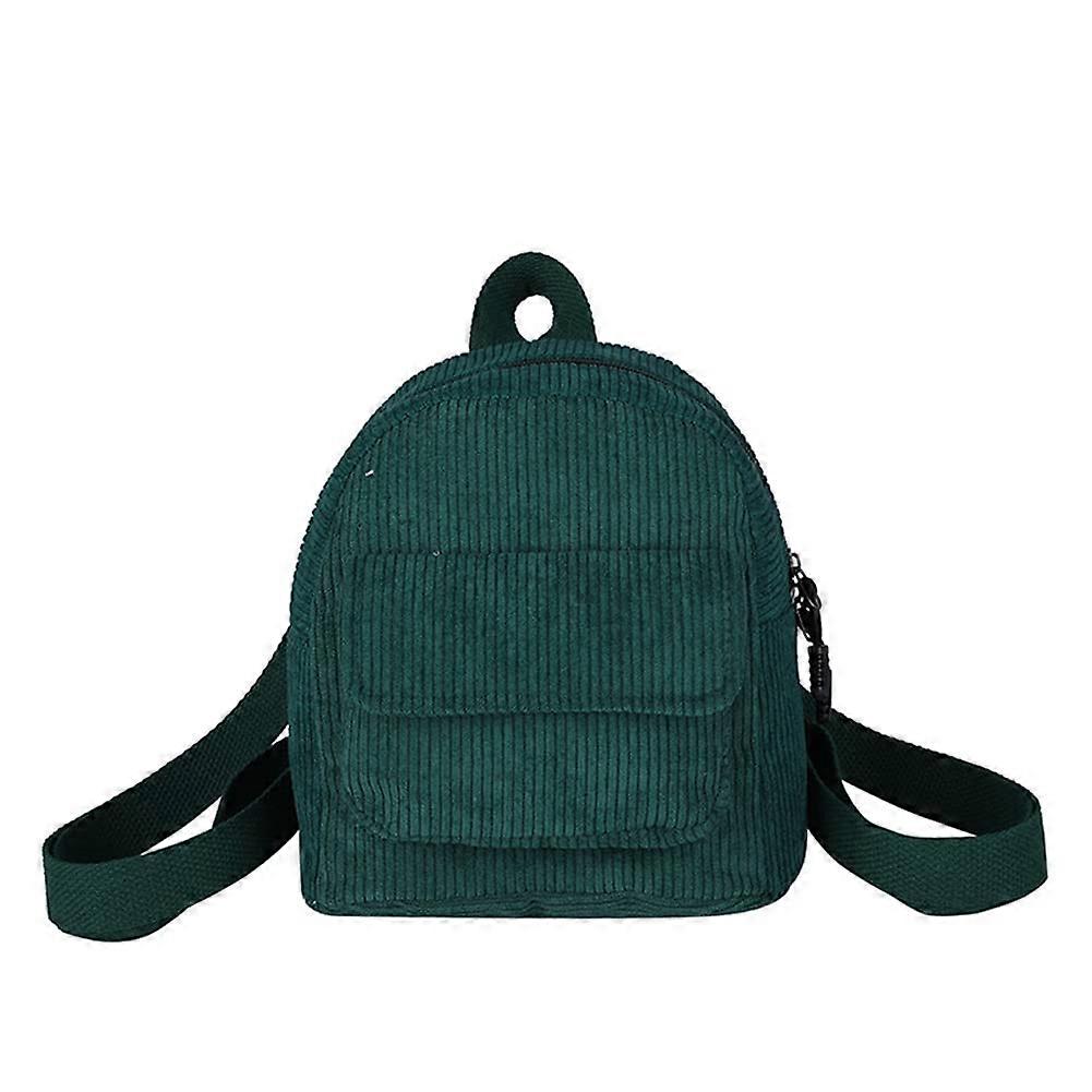 Cute Mini Backpack Solid Color Corduroy Small Backpack Purse Shoulder Bag(green)