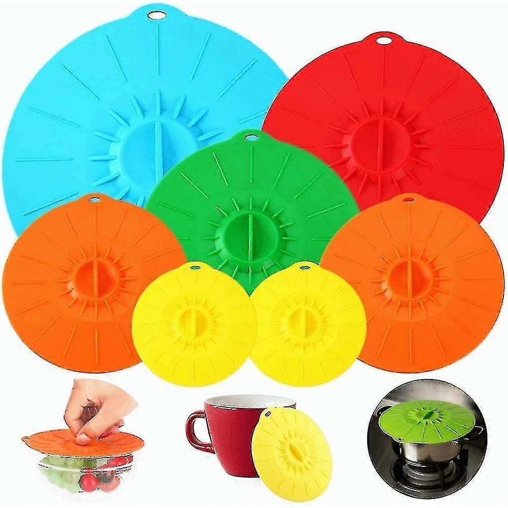 Couvercles en silicone, couvercle anti-éclaboussures pour micro-ondes, 5 tailles de couvercles d’aspiration alimentaire réutilisables résistants à la chaleur Convient aux tasses, bols, assiettes, casseroles, poêles, llets, cuisinière KJM