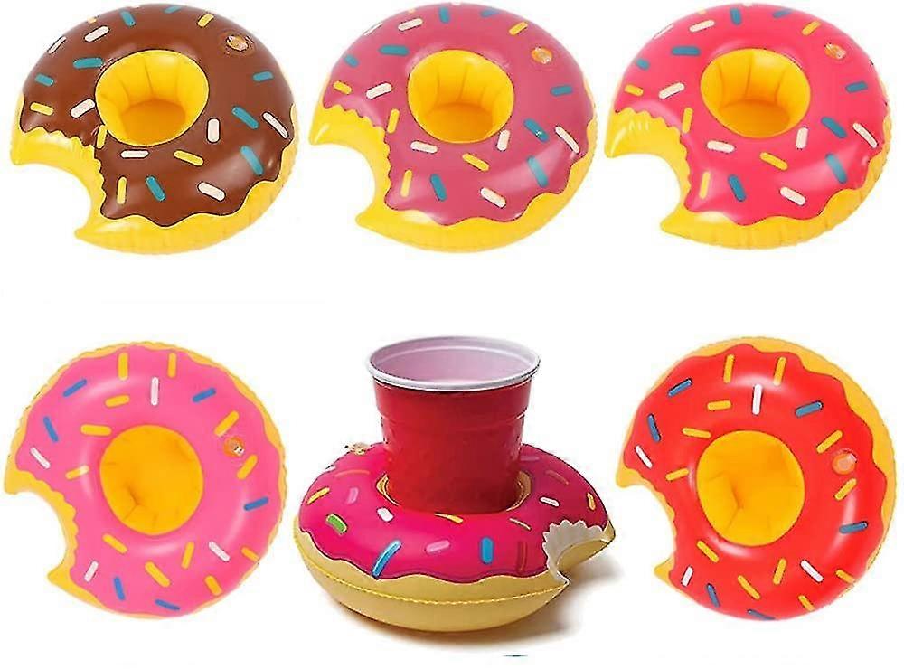 6 Pack Beverage Floaters Cute Animal Pool Drink Holder Set Reusable Inflatable Float Coasters