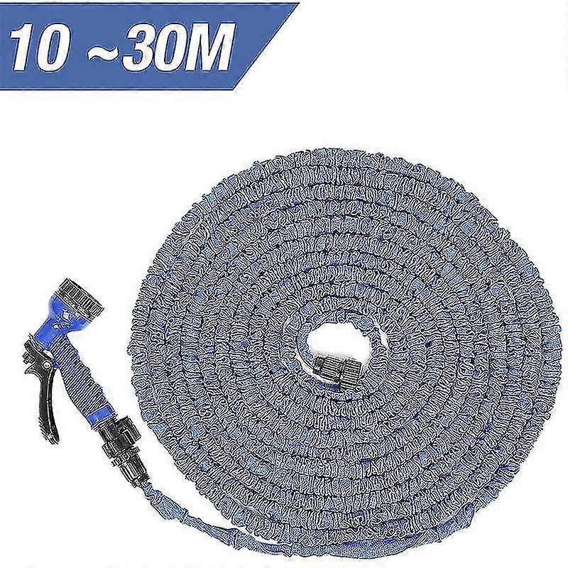 100FT 10m/30M Expandable Retractable Garden Hose with 7 Function Gun Blue