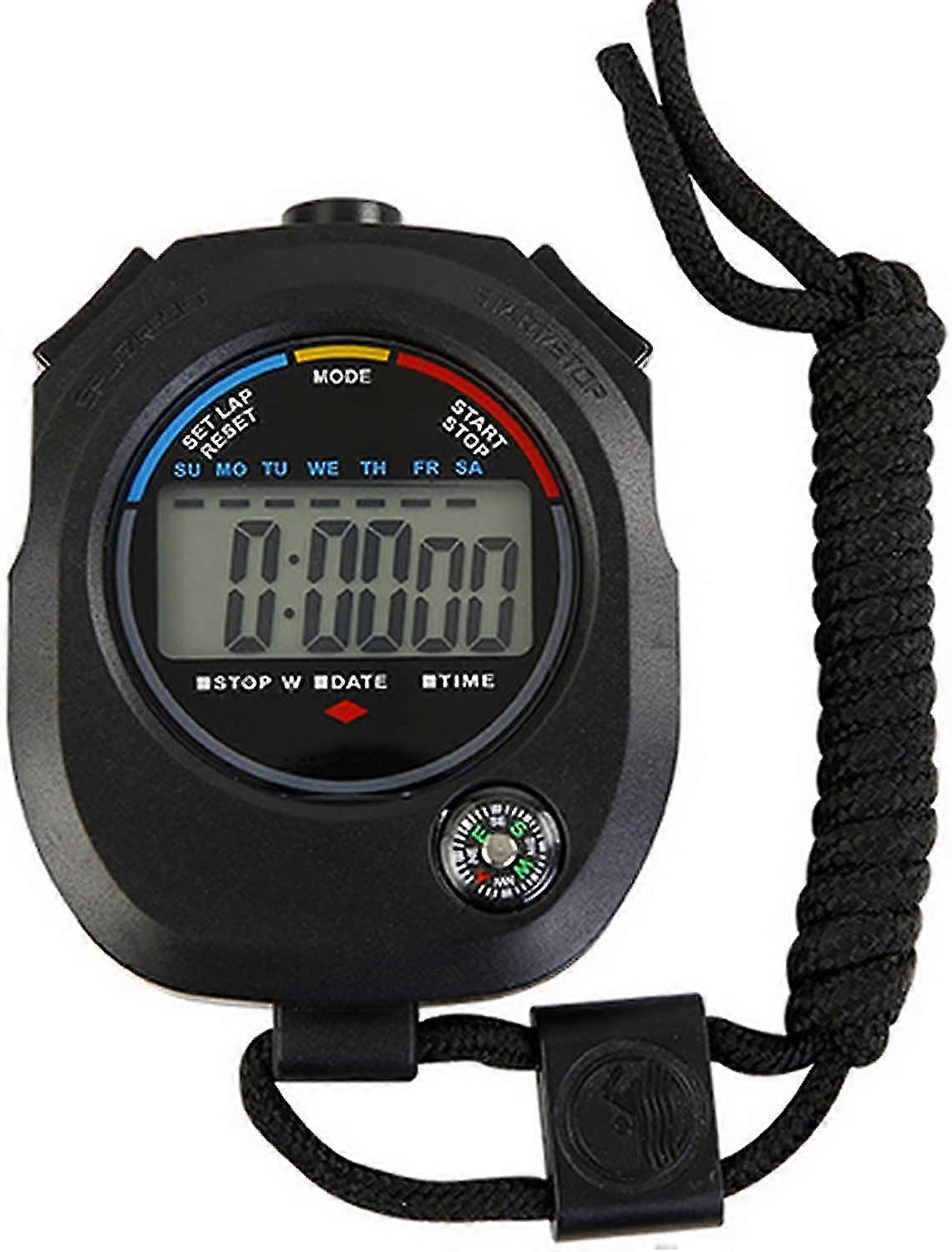 Th Large Lcd Handheld Stopwatch Sports Timer With Compass, Battery Included1pcs