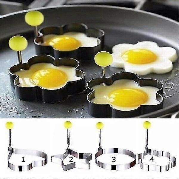 4 stk rustfritt stål stekt egg shaper form