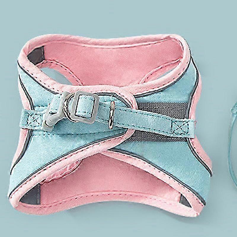 Cat Harness Leash Color Patchwork Reflective Strip 4.9ft Leash Pet Harness with Hook and Loop for Ca