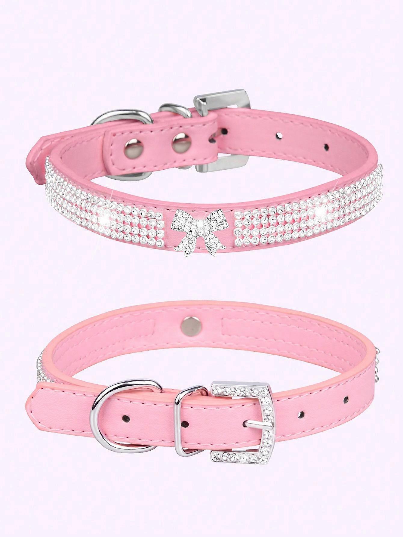 1pcシャイニーラインストーンネックレスレザードッグカラークリスタルダイヤモンドペットカラー