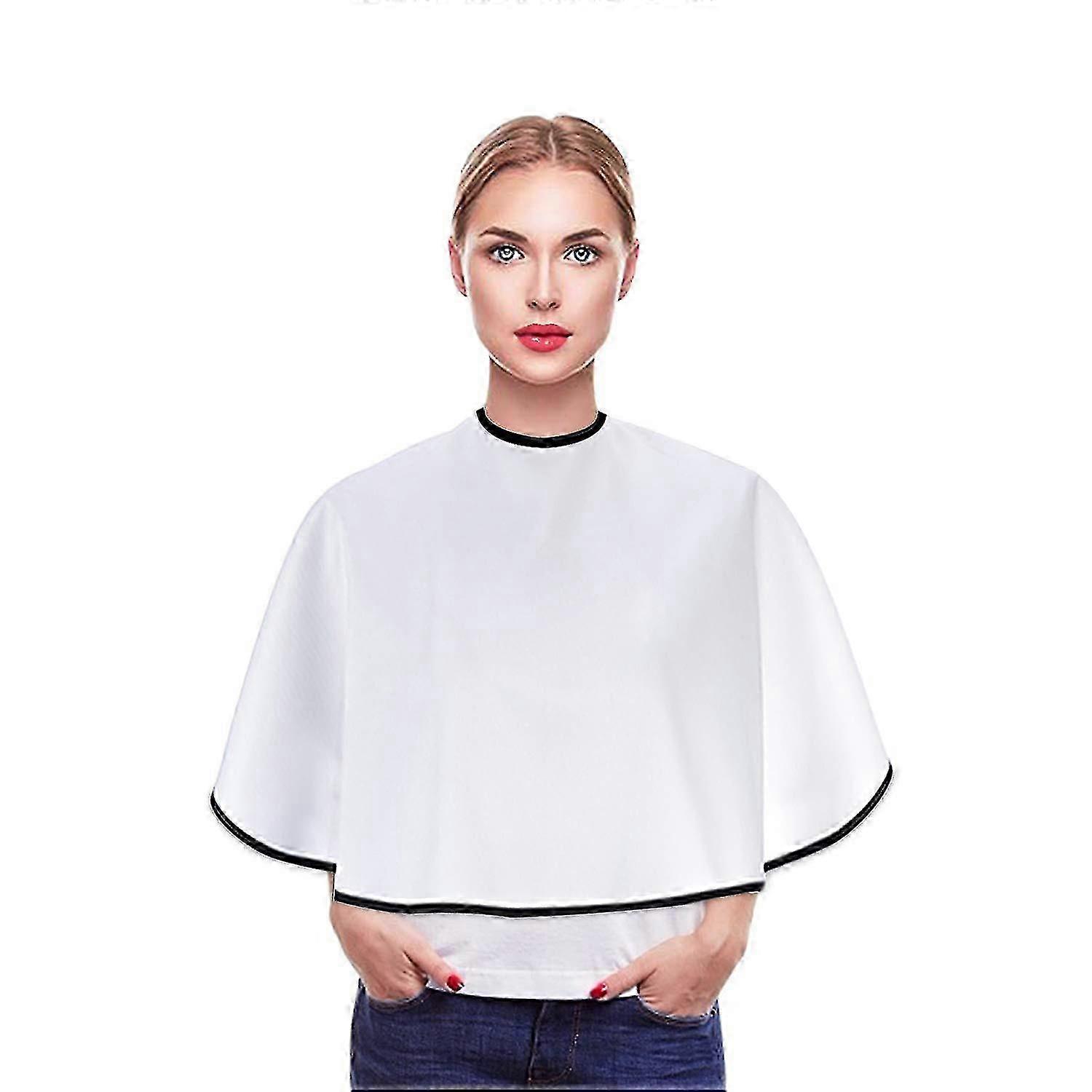 White Makeup Cape, Shortie Makeover Bib for Beauty Salon Smock for Clients, Lightweight Comb-out Beard Shaving Apron Hairdressing Shampoo Cape for
