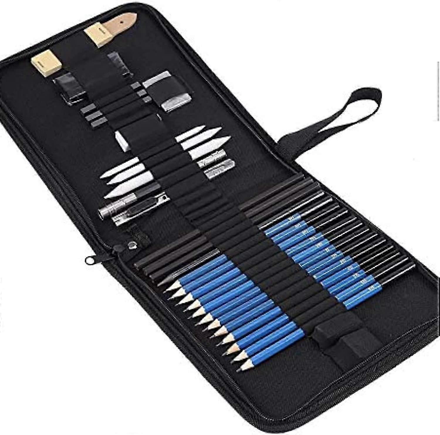 مجموعة أقلام رصاص رسم ، مجموعة قلم رصاص الفنان مع قلم رصاص سكين القاطع ممحاة