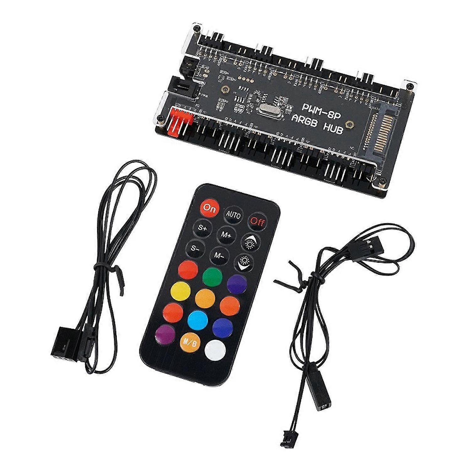 8 Rgb / Argb Strip Fan Controller Hub Splitter Para Computador Desktop Pc Aura Syef Novo S2024123013188