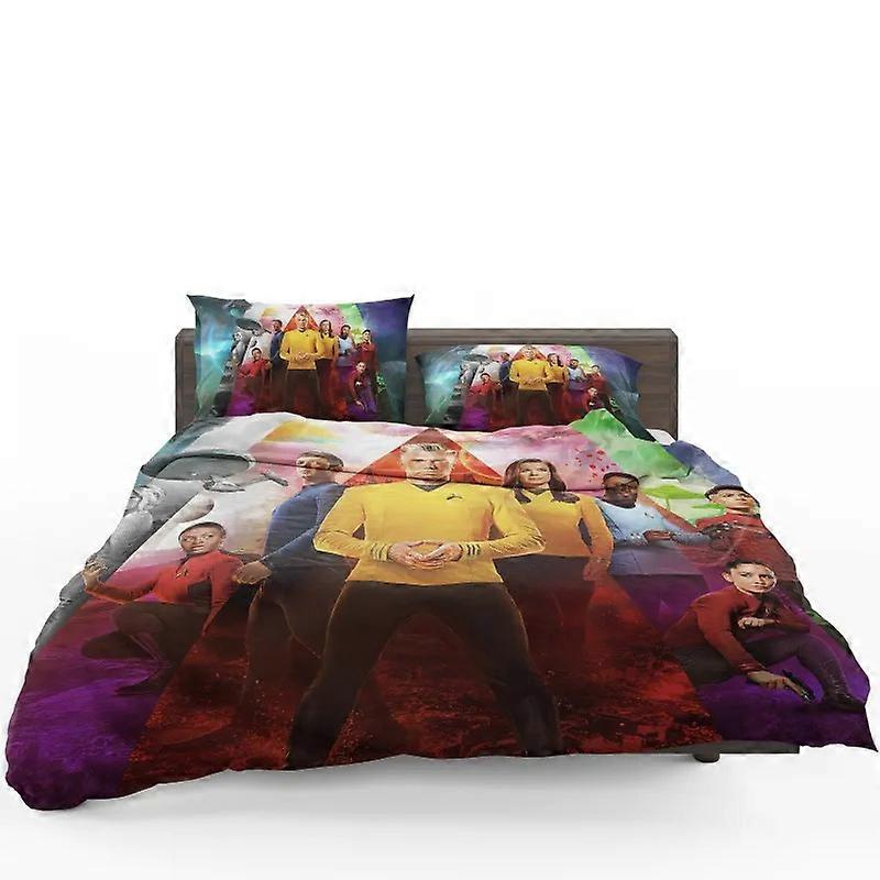 v881 Prześcieradła Star Trek Strange New Worlds Exploration Kołdra Zestaw poszewek na kołdrę Narzuta3-częściowy zestaw pościeli (1 poszewka na kołdrę + 2 poszatki na poduszki) Prześcieradło