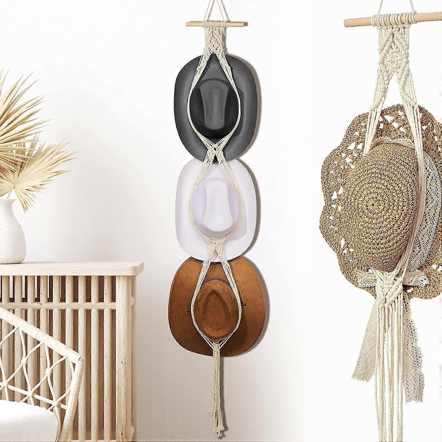 Macrame Hat Hangers Hat Holder for Wall Bohemian Women Hat Rack Hat ...