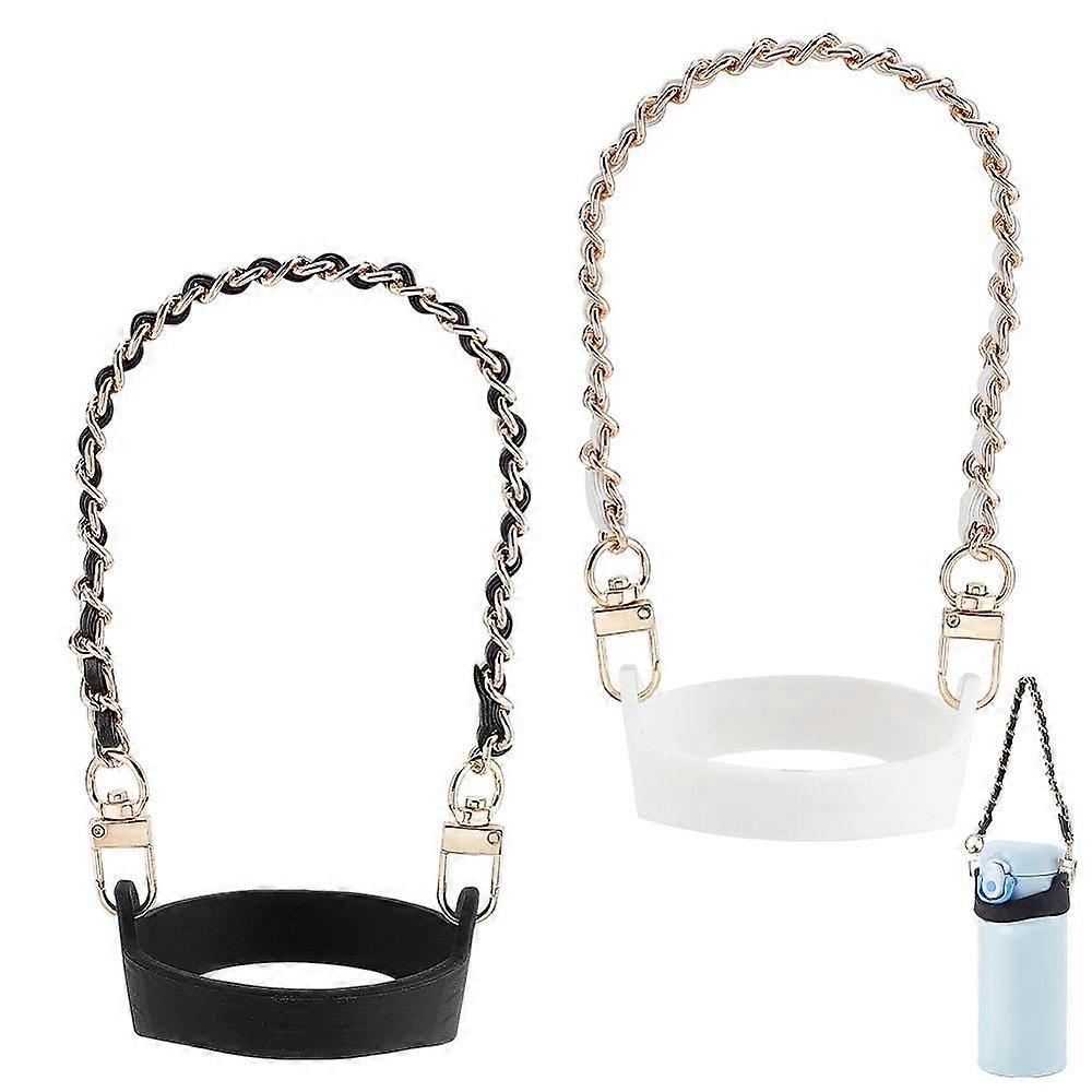 2Pcs 2 Colors Silicone Cup Handle Strap with Zinc Alloy Findings Mixed Color 317x7x5mm 1pc/color