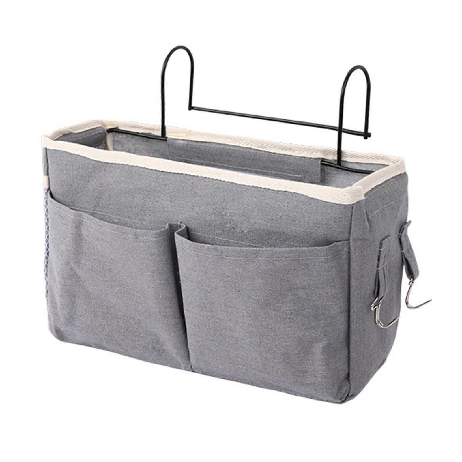 Bedside Storage Hanging Bag with Sturdy Hooks Large Capacity Multiple Compartments Waterproof Lining Bunk Bed Shelf Bedside Caddy