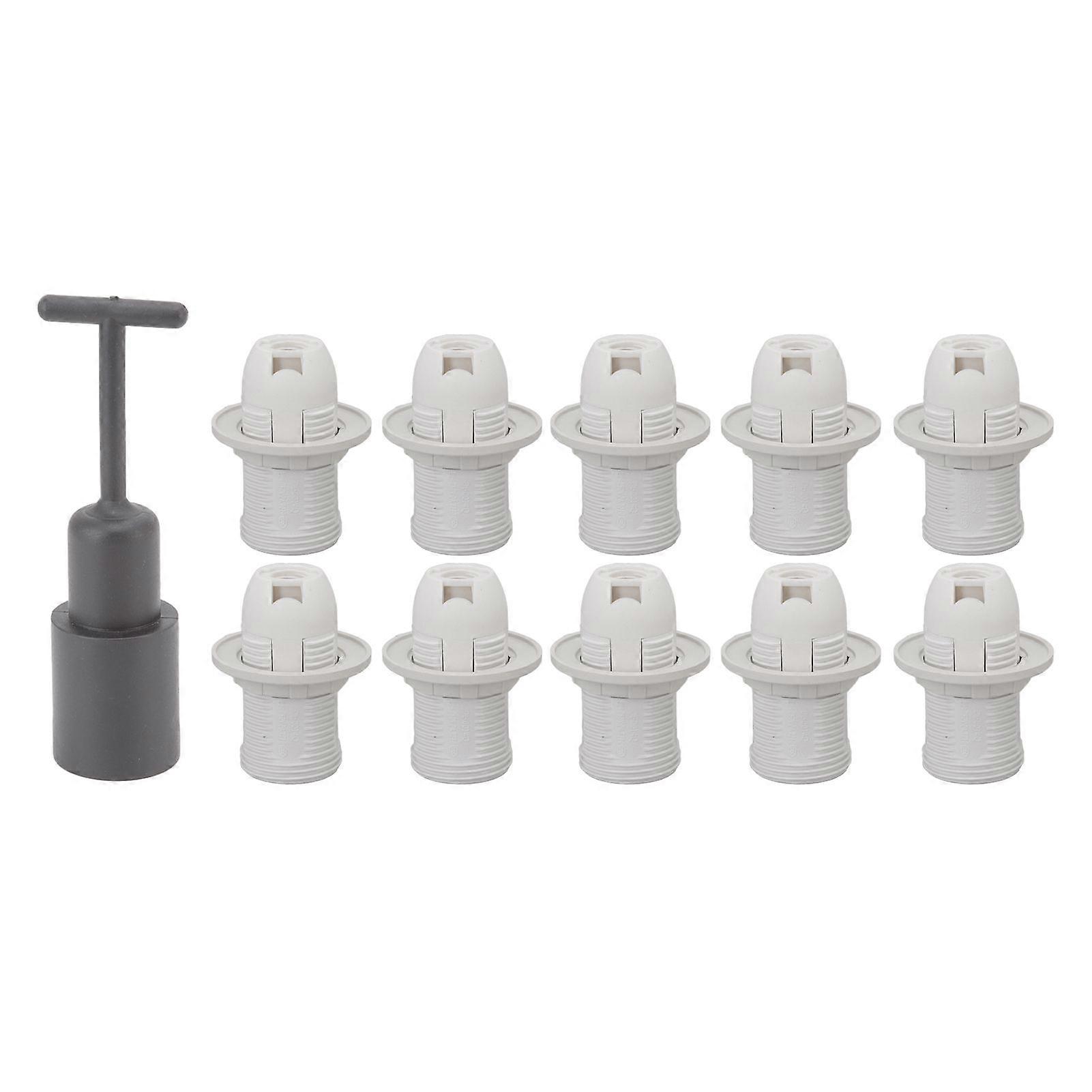 10PCS E14 Lamp Holder ABS with Sleeve High Temperature Resistant Light Socket Base for Home White