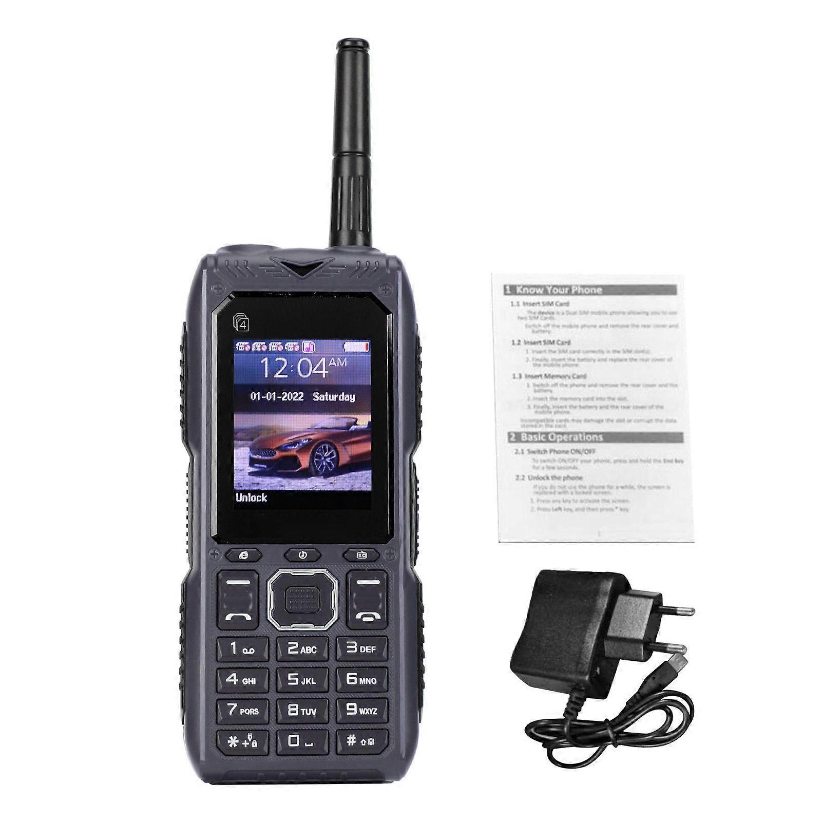 ロック解除されたシニア携帯電話2Gレトロ4カード4スタンバイ2400mAhバッテリービッグボタン携帯電話、高齢者用アンテナ付き100〜240VブルーEU P