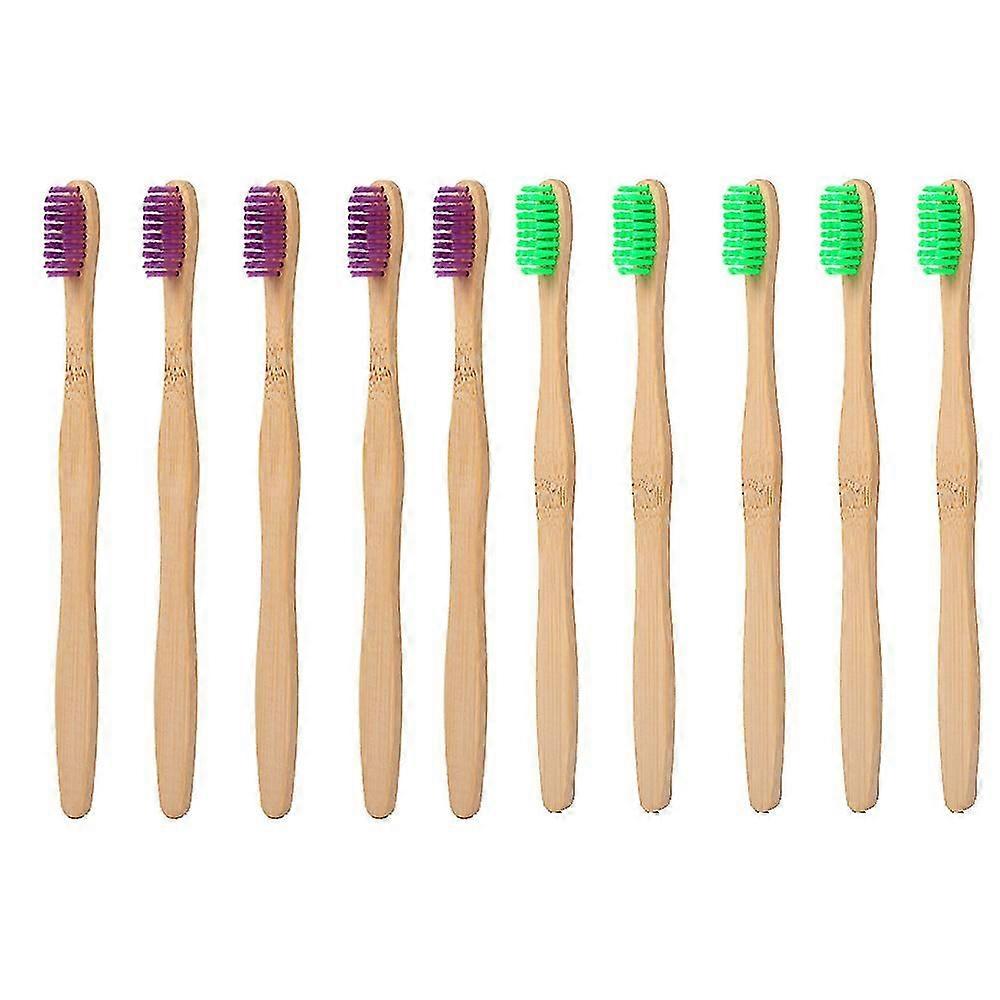 Biodegradable Bamboo Toothbrushes, 10 Piece Soft Bristles Toothbrushes,5264