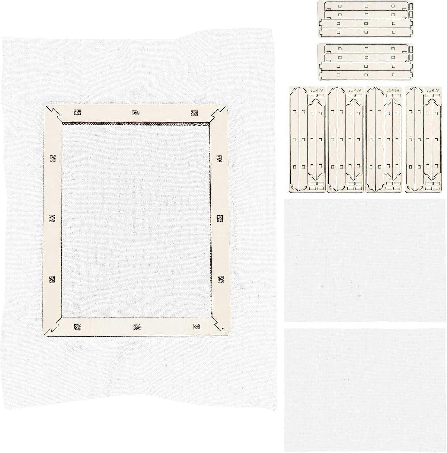 3 Sets Wooden Paper Making Mould 19x15cm Rectangle Wooden Papermaking Frame with Gauze Papermaking Screen Kit for Dried Flower Handcraft DIY Paper Cra