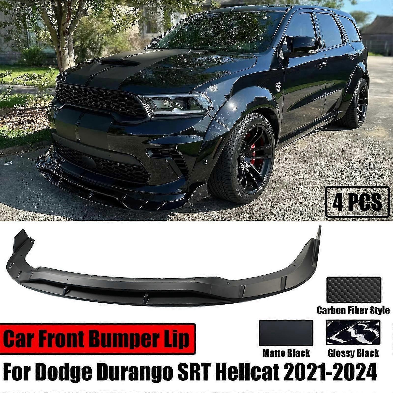 Fantastic 4PCS Car Front Bumper Lip Demon Style Double Deck For 2022-2024 Dodge Durango SRT Hellcat Splitter Spoiler Glossy Black