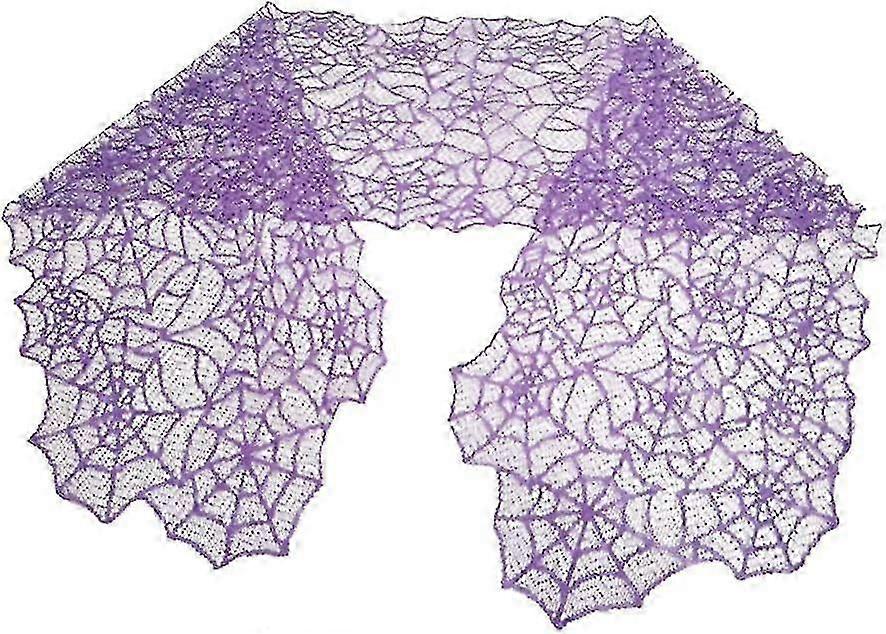 Halloween Knitted Lace Spider Web Pattern Decoration Use Table Flag(purple)