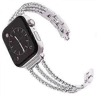 Compatible with Apple Watch Band 41/40/38mm Diamond Rhinestone Metal Link Bracelet Replacement for iWatch Series 8 7 6 5 4 3 2 1 SE