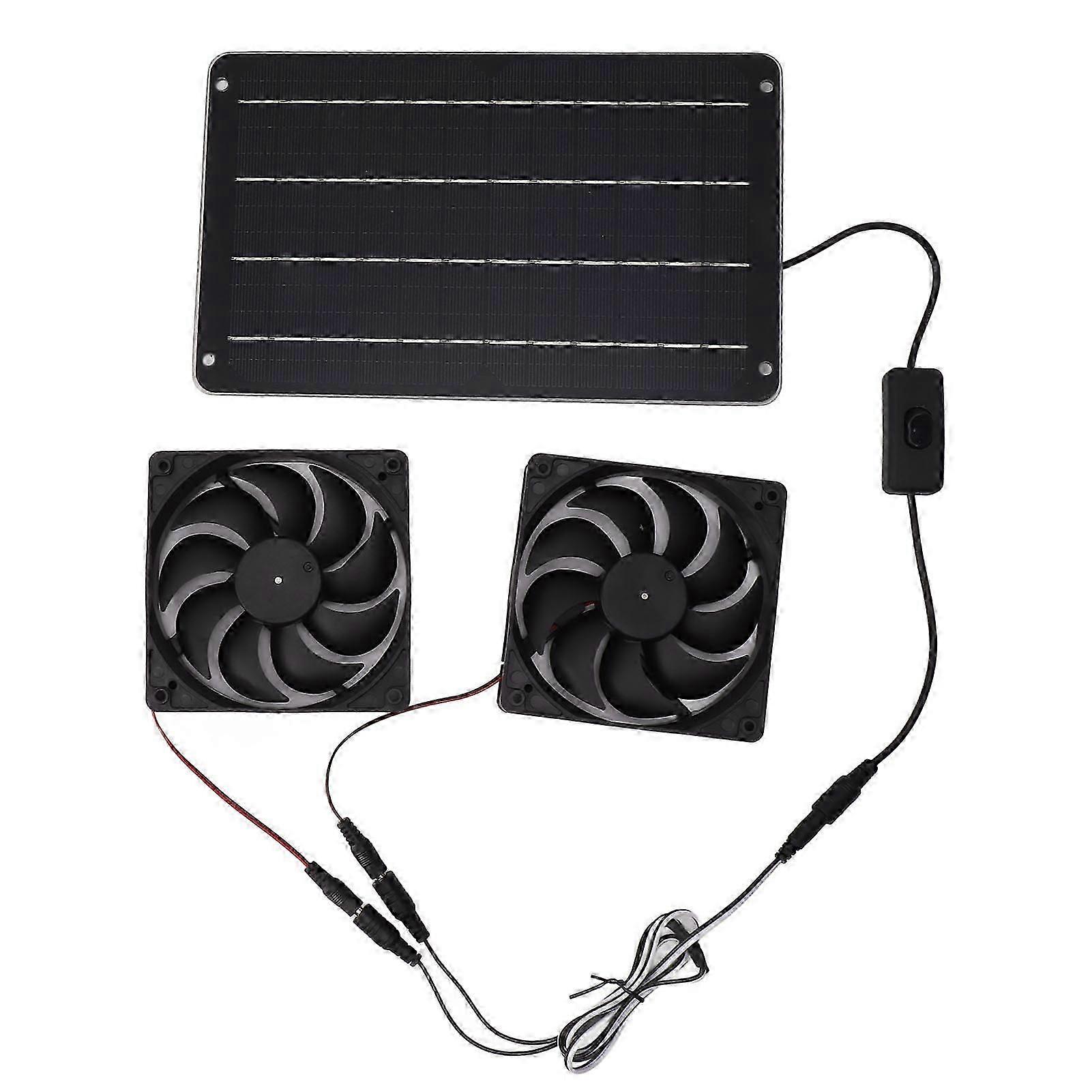 20W Solar Powered Dual Fan 12V Efficient Energy Saving Solar Panel Fan Kit with Switch for RV Greenhouse Pet Home