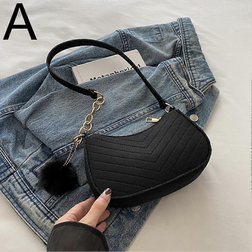 Felt Underarm Bag Winter Indentation Fashion Shoulder Solid-color Square Bag